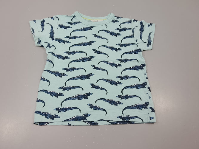T-shirt m.c bleu clair flammé  crocodiles bleu marine, moins cher chez Petit Kiwi