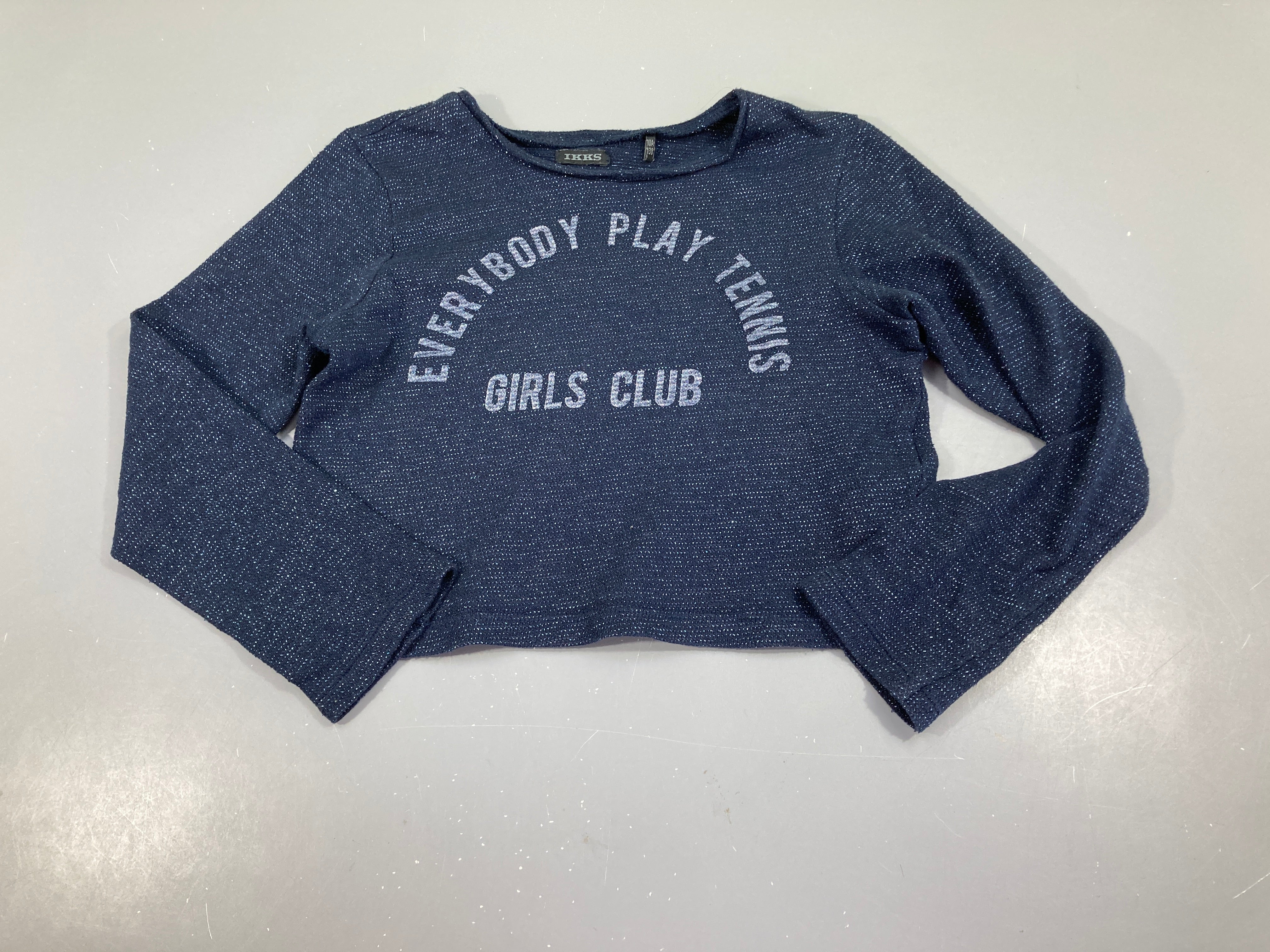 Pull léger court bleu foncé irisé girls club