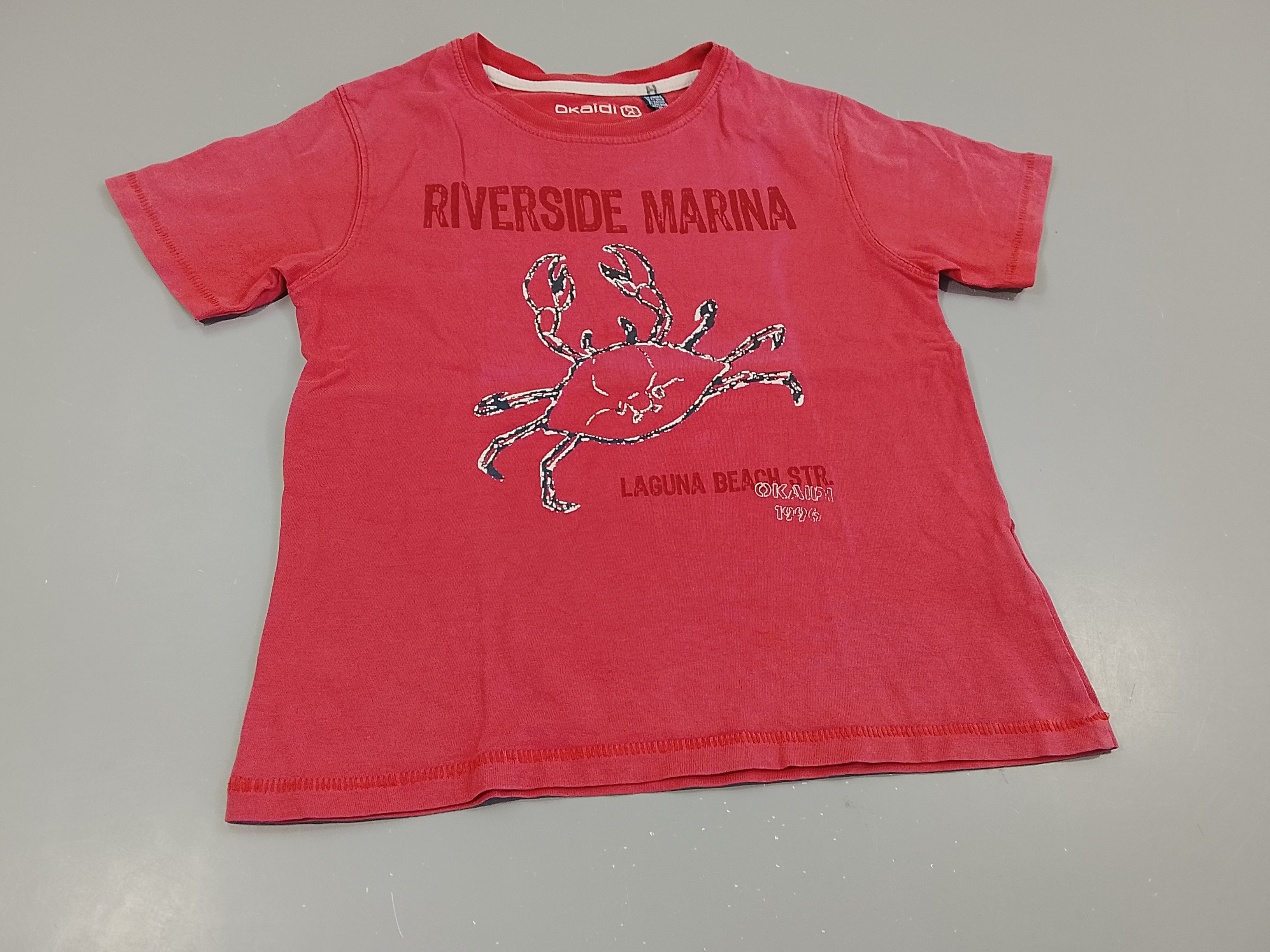 T-shirt m.c rouge clair ,crabe 