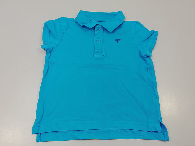 Polo m.c  bleu , petits palmiers, moins cher chez Petit Kiwi