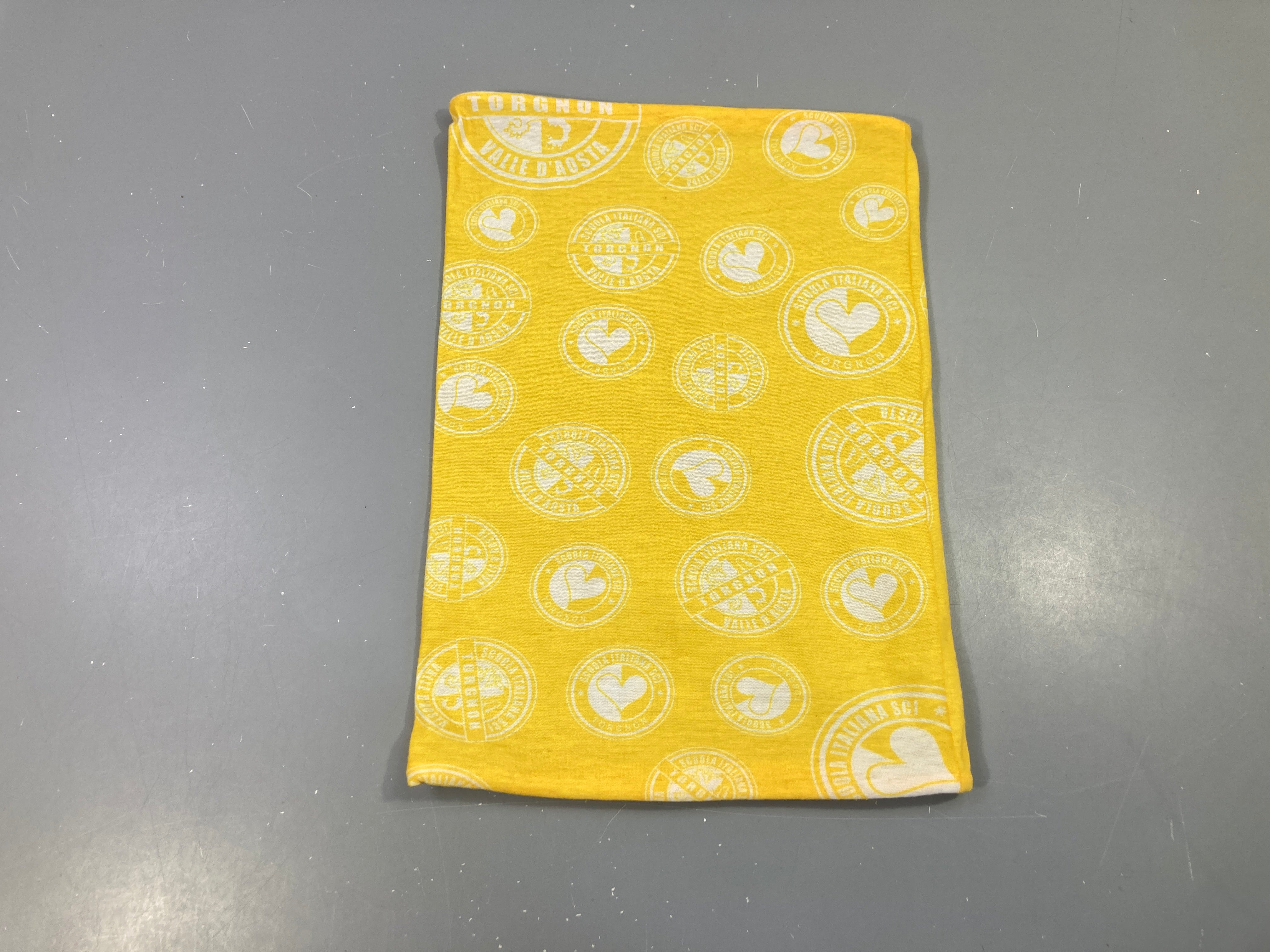 Tour de cou, jersey de coton jaune et blanc