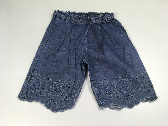 Pantalon large avec broderies anglaises bleu foncé, moins cher chez Petit Kiwi