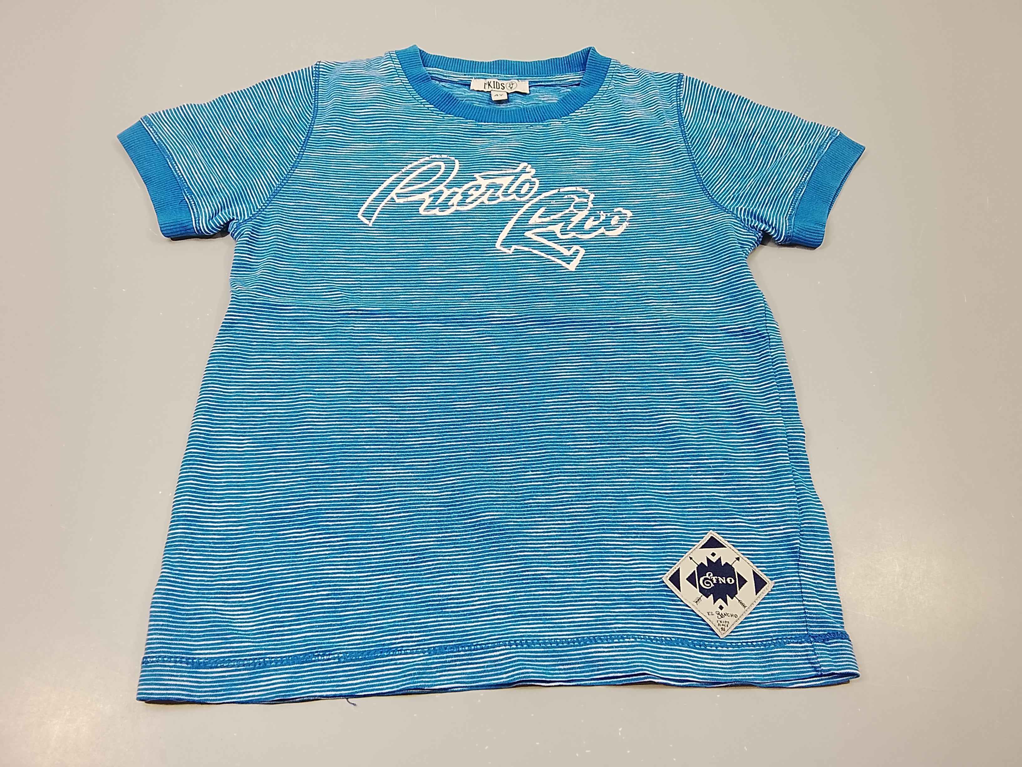 T-shirt m.c  bleu flammé blanc 