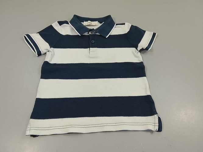 Polo m.c rayé bleu marine, blanc, moins cher chez Petit Kiwi