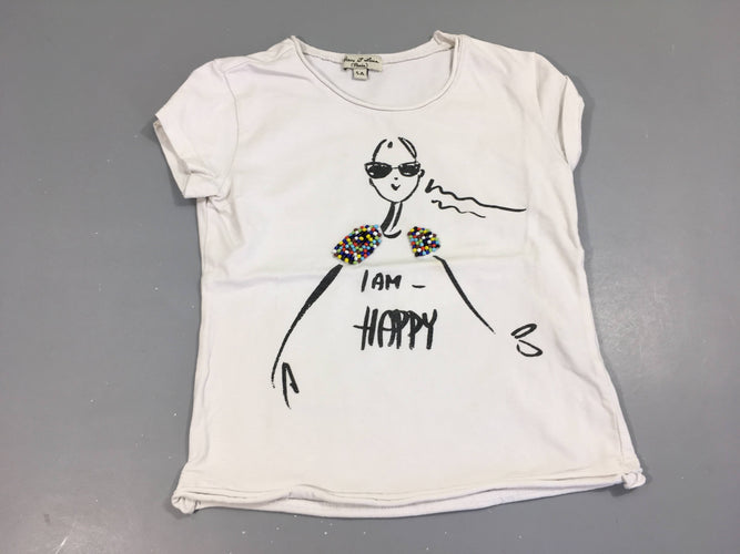 T-shirt m.c blanc I'M Happy Taché à l'arrière, moins cher chez Petit Kiwi