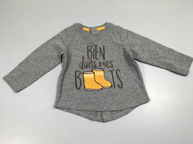 T-shirt m.l pressions dos, gris , bottes, moins cher chez Petit Kiwi