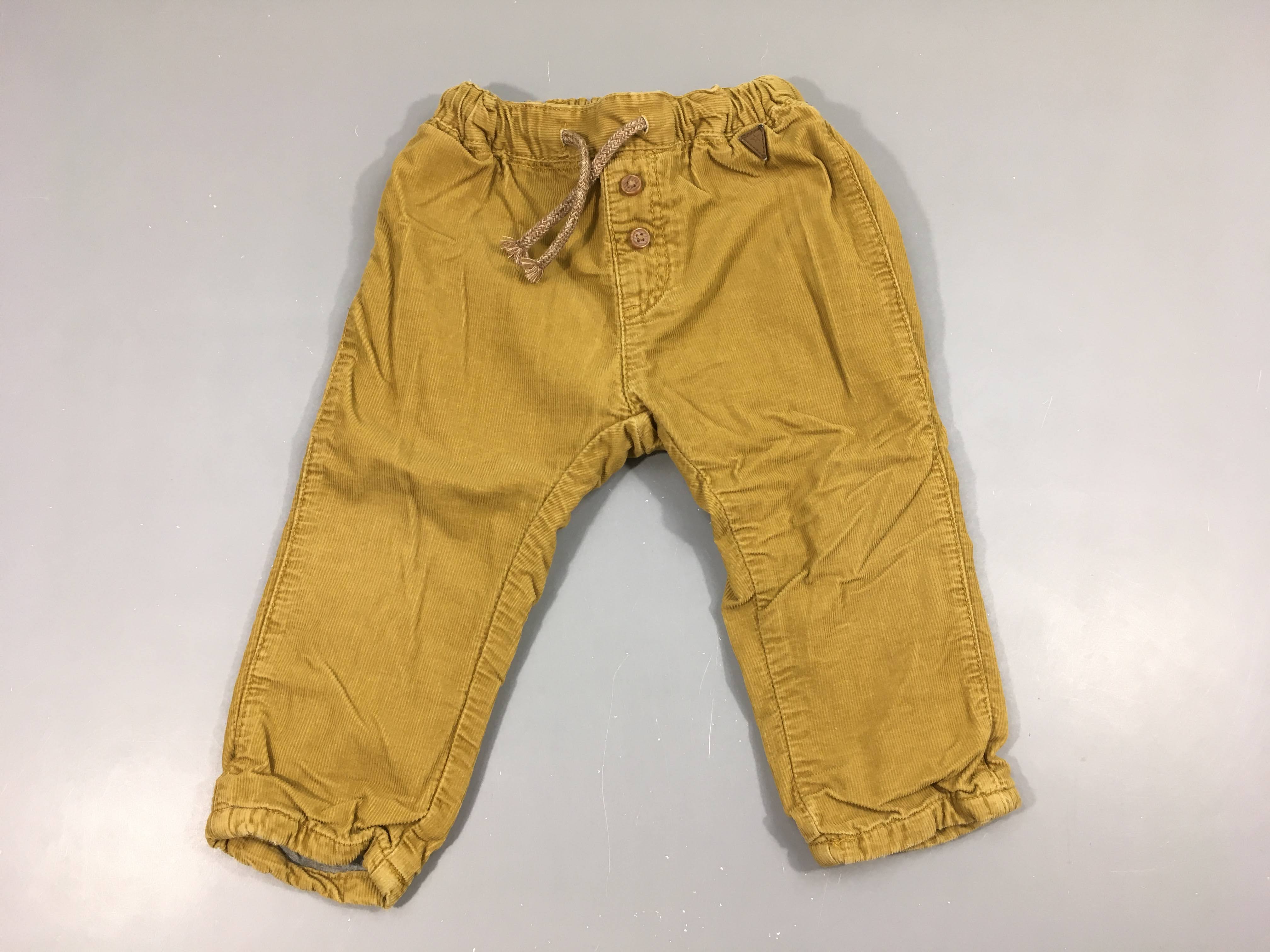 Pantalon velours côtelé camel doublé jersey