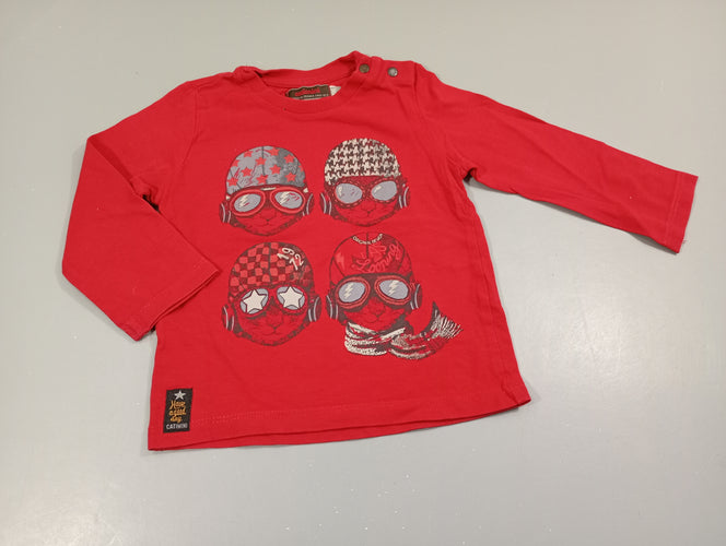 T-shirt m.l rouge , têtes d'animaux motards, moins cher chez Petit Kiwi