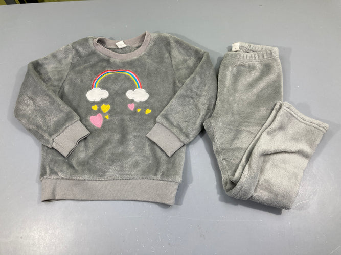 Pyjama 2pcs velours gris arc-en-ciel-Petite tache, moins cher chez Petit Kiwi