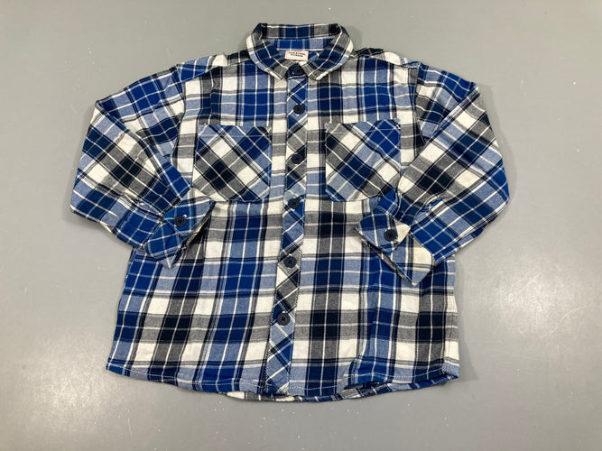 Chemise m.l style flanelle à carreaux bleu-blanc-Petite tache bas manche, moins cher chez Petit Kiwi