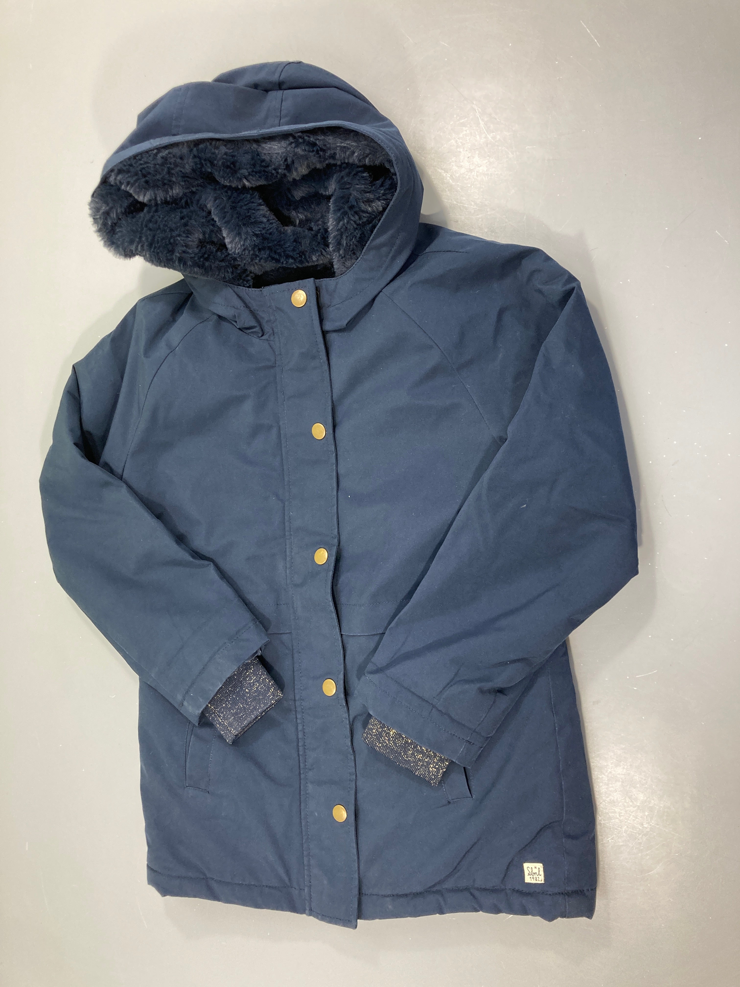 Sissy-Boy Manteau bleu foncé à capuche doublé velours