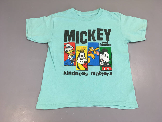 T-shirt m.c vert d'eau Mickey, légèrement bouloché, moins cher chez Petit Kiwi
