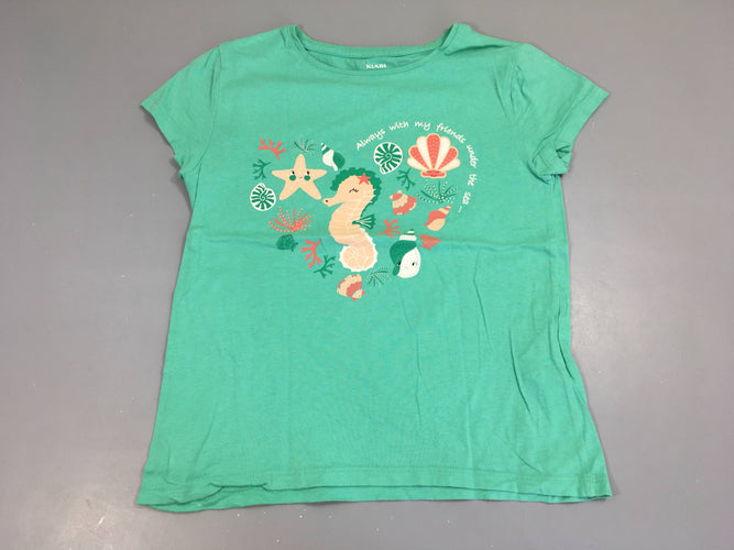 T-shirt m.c vert motifs mer, légèrement bouloché, moins cher chez Petit Kiwi