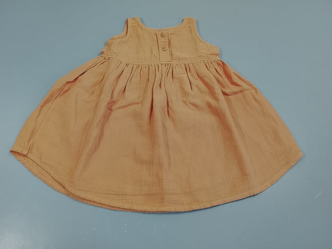 Robe s.m gaz de coton vieux rose, doublée, moins cher chez Petit Kiwi