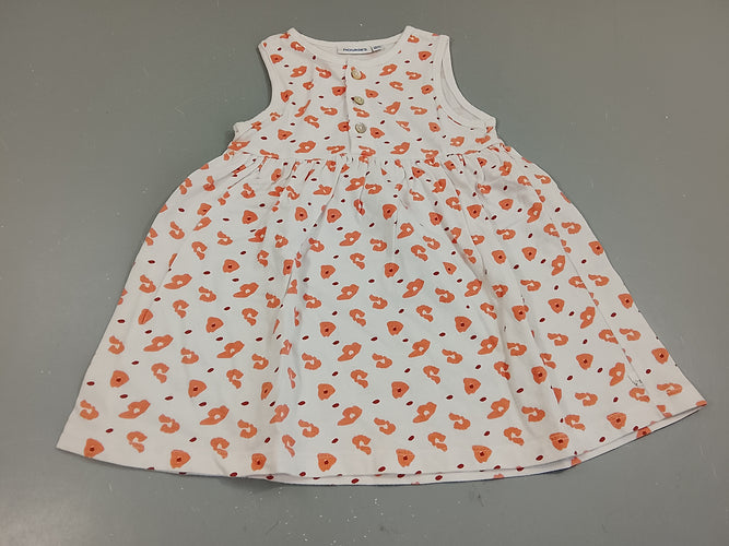 Robe s.m blanche , fleurs saumons, moins cher chez Petit Kiwi