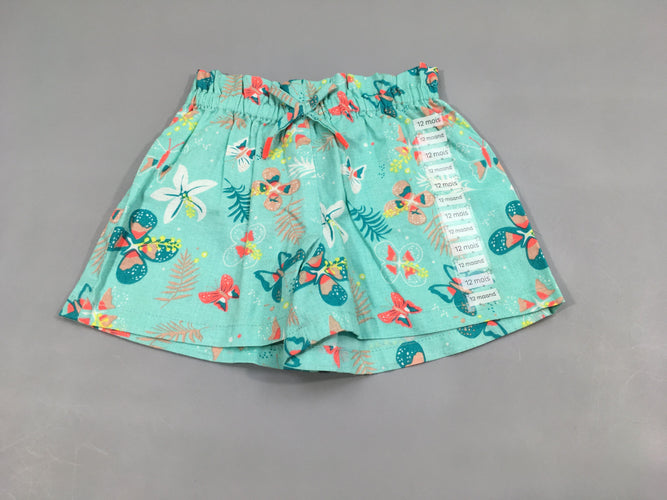 NEUF Short turquoise fleurs papillons, moins cher chez Petit Kiwi