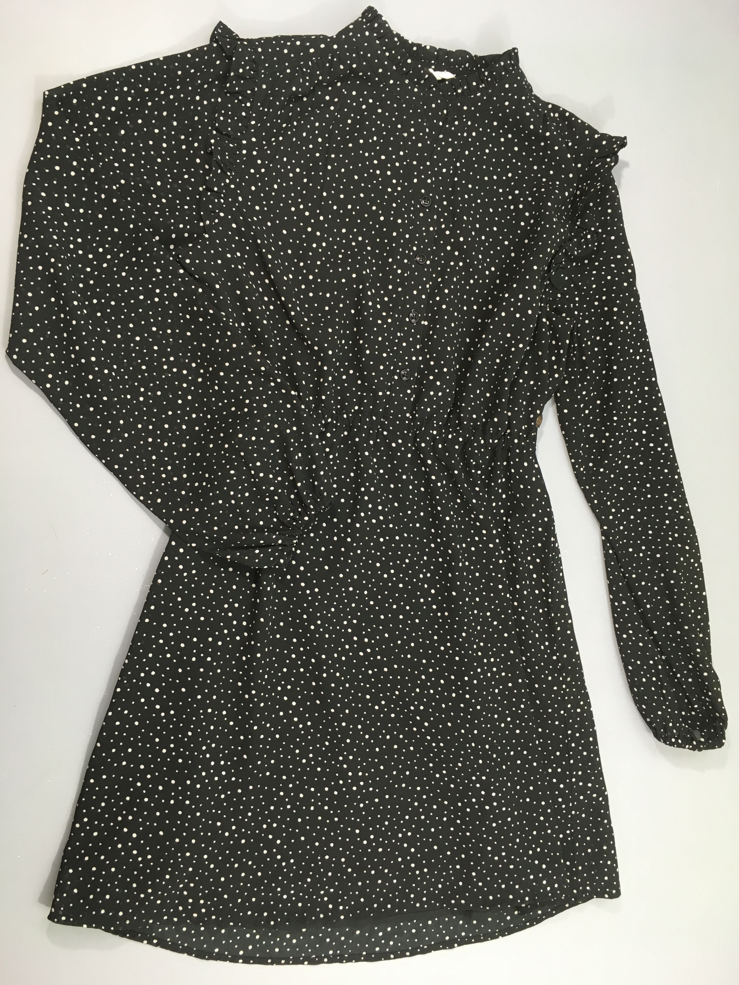 Robe m.l voile noir pois blanc