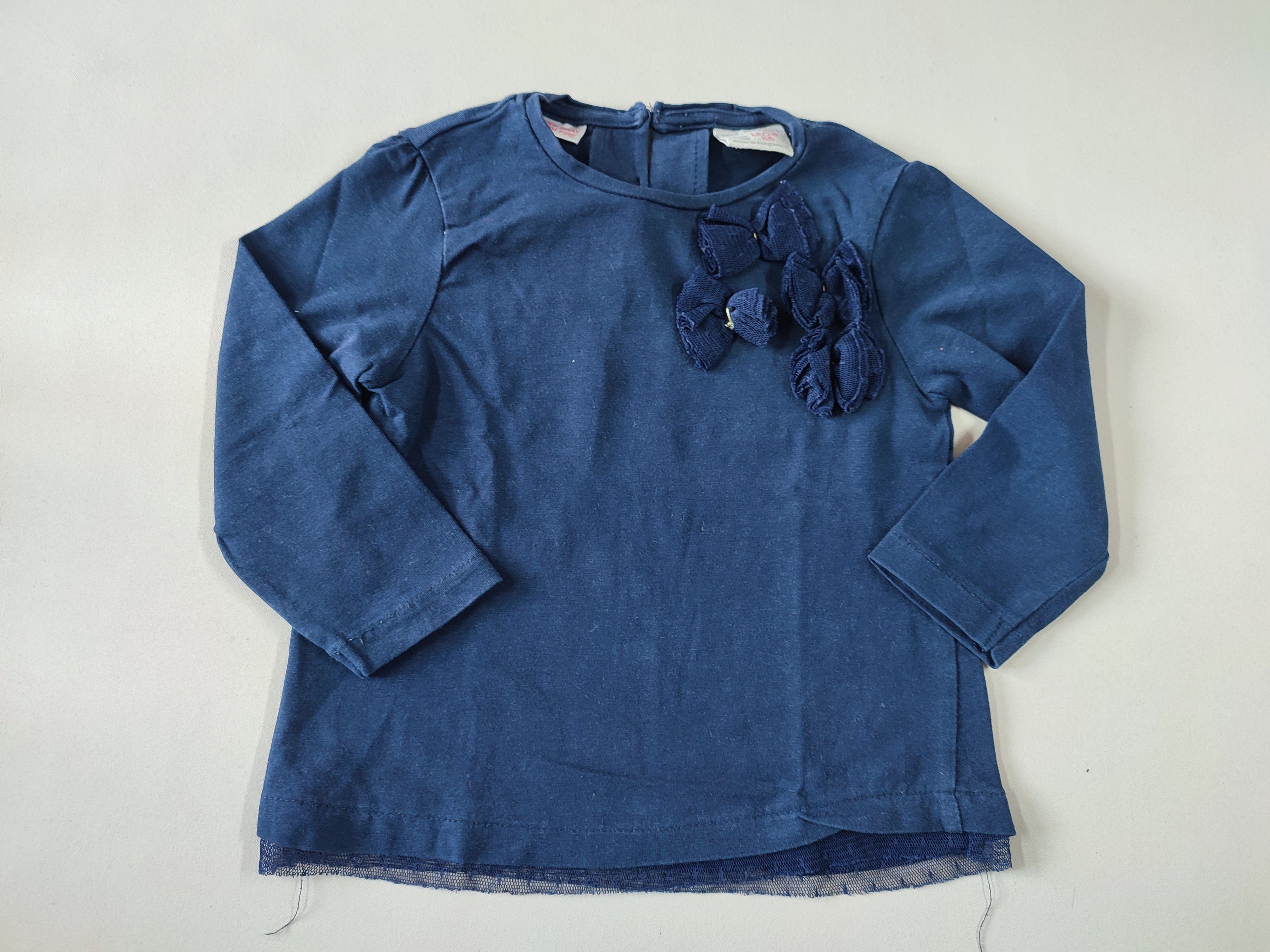 T-shirt m.l bleu marine noeuds en tulle