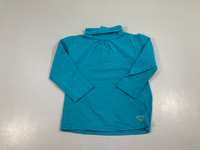 T-shirt m.l turquoise col roulé, moins cher chez Petit Kiwi