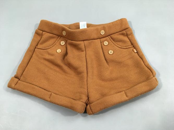 Short molleton brun texturé boutons revers, moins cher chez Petit Kiwi