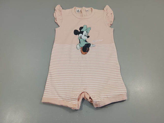 Combishort rse rayé blanc , Minnie, moins cher chez Petit Kiwi