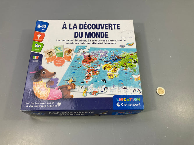 Puzzle A la découverte du monde + cartes quizz, +6a - complet, moins cher chez Petit Kiwi