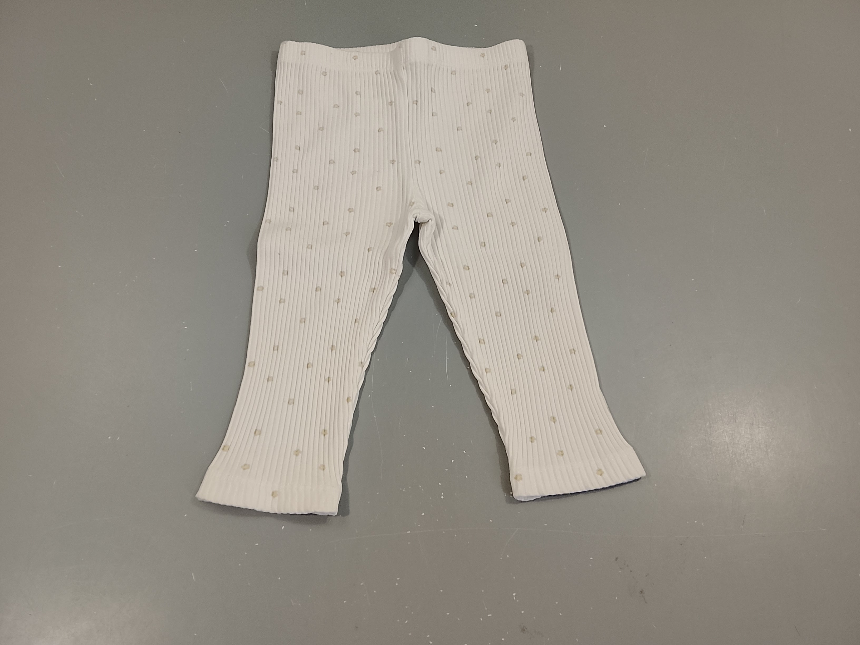 Legging blanc côtelé motifs fleurs