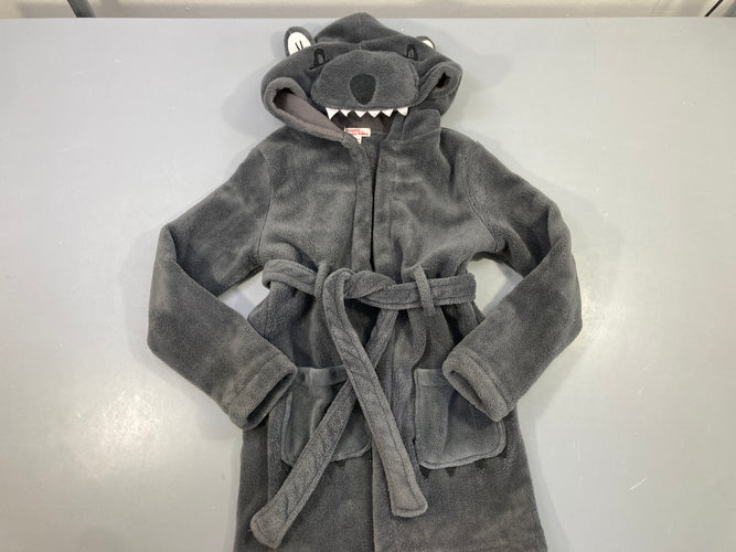 Peignoir velours gris foncé ours, moins cher chez Petit Kiwi