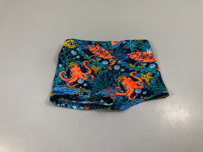 Maillot boxer bleu marine poissons, moins cher chez Petit Kiwi