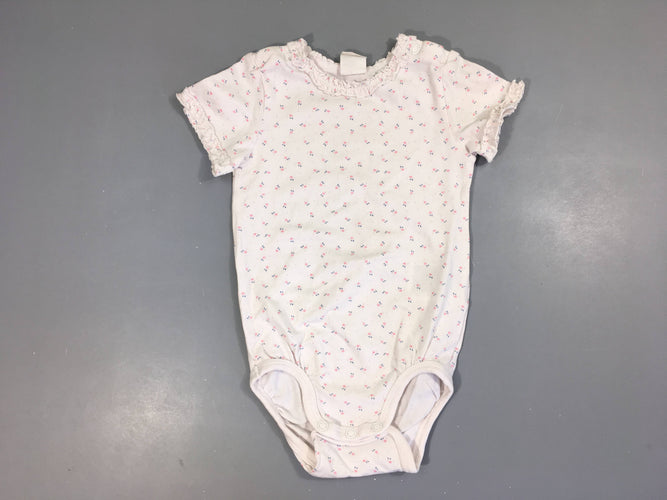Body m.c blanc fleuri froufrous, moins cher chez Petit Kiwi