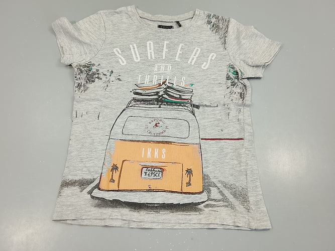 T-shirt m.c gris clair flammé  van "Surfers", moins cher chez Petit Kiwi