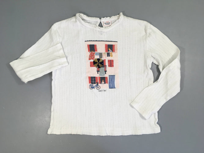 T-shirt m.l blanc ajouré maison rond sequins, moins cher chez Petit Kiwi
