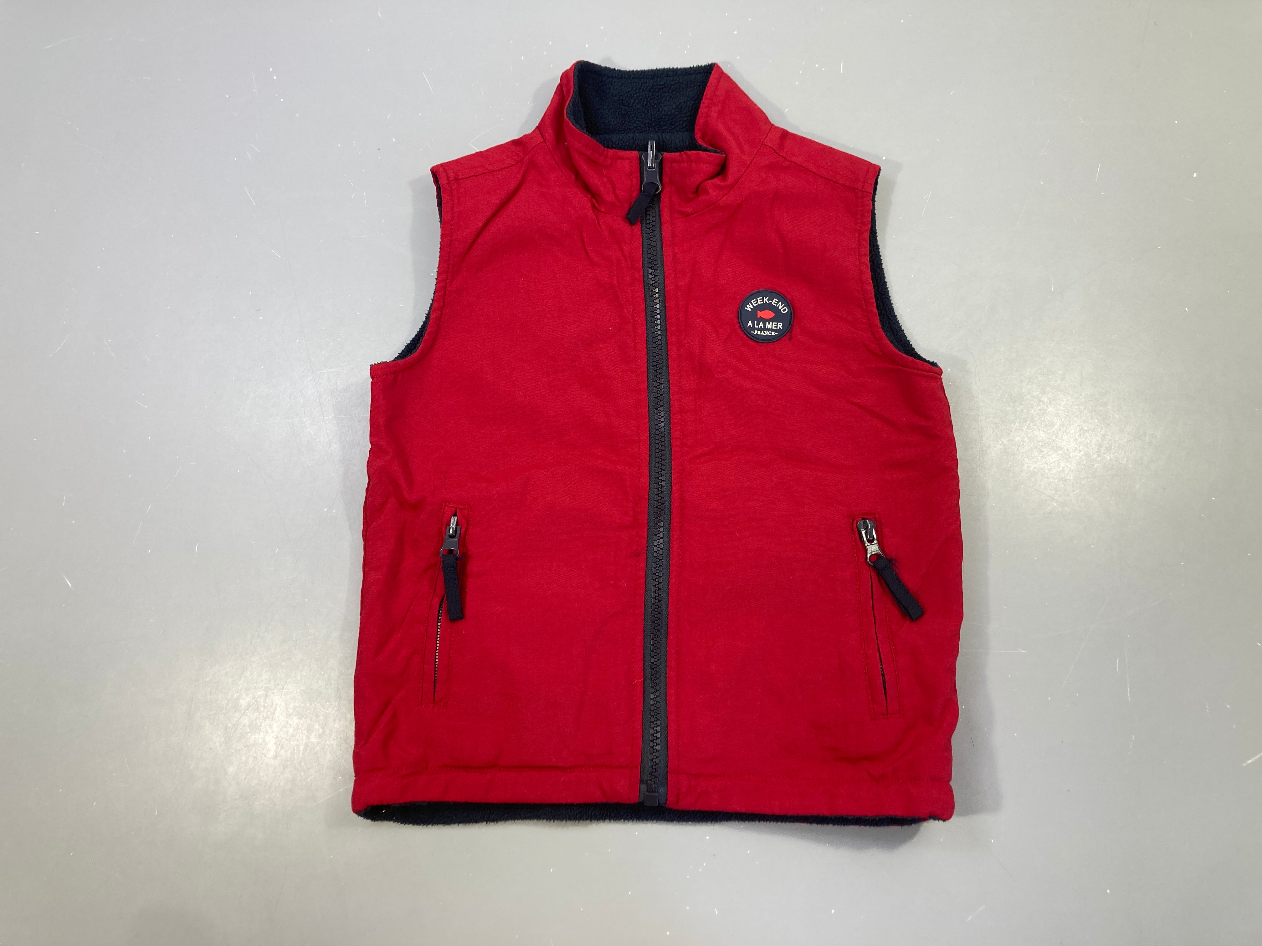 Veste s.m réversible rouge/polar bleu foncé