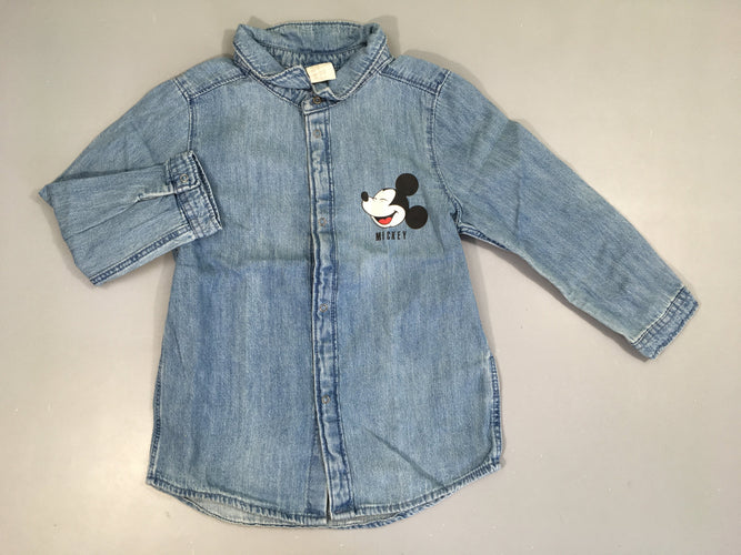 Tunique chemise m.l denim Mickey, moins cher chez Petit Kiwi