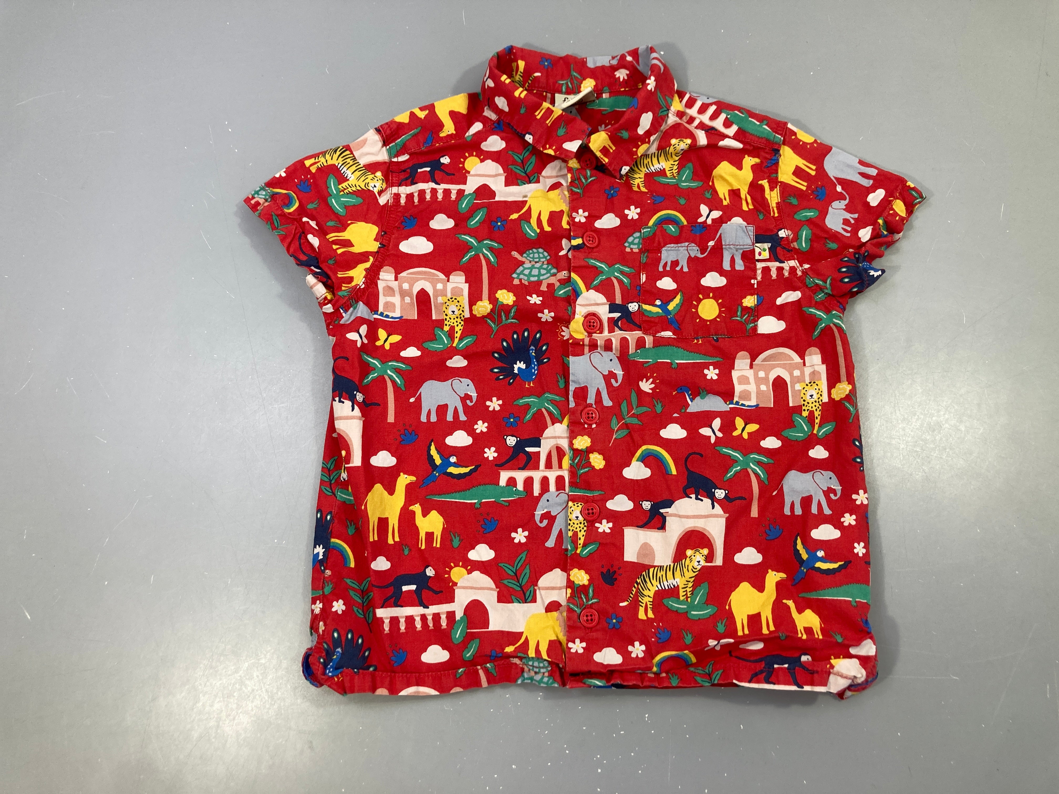 Chemise m.c rouge animaux