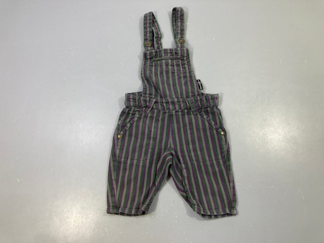 Salopette short ligné gris-mauve-vert, moins cher chez Petit Kiwi