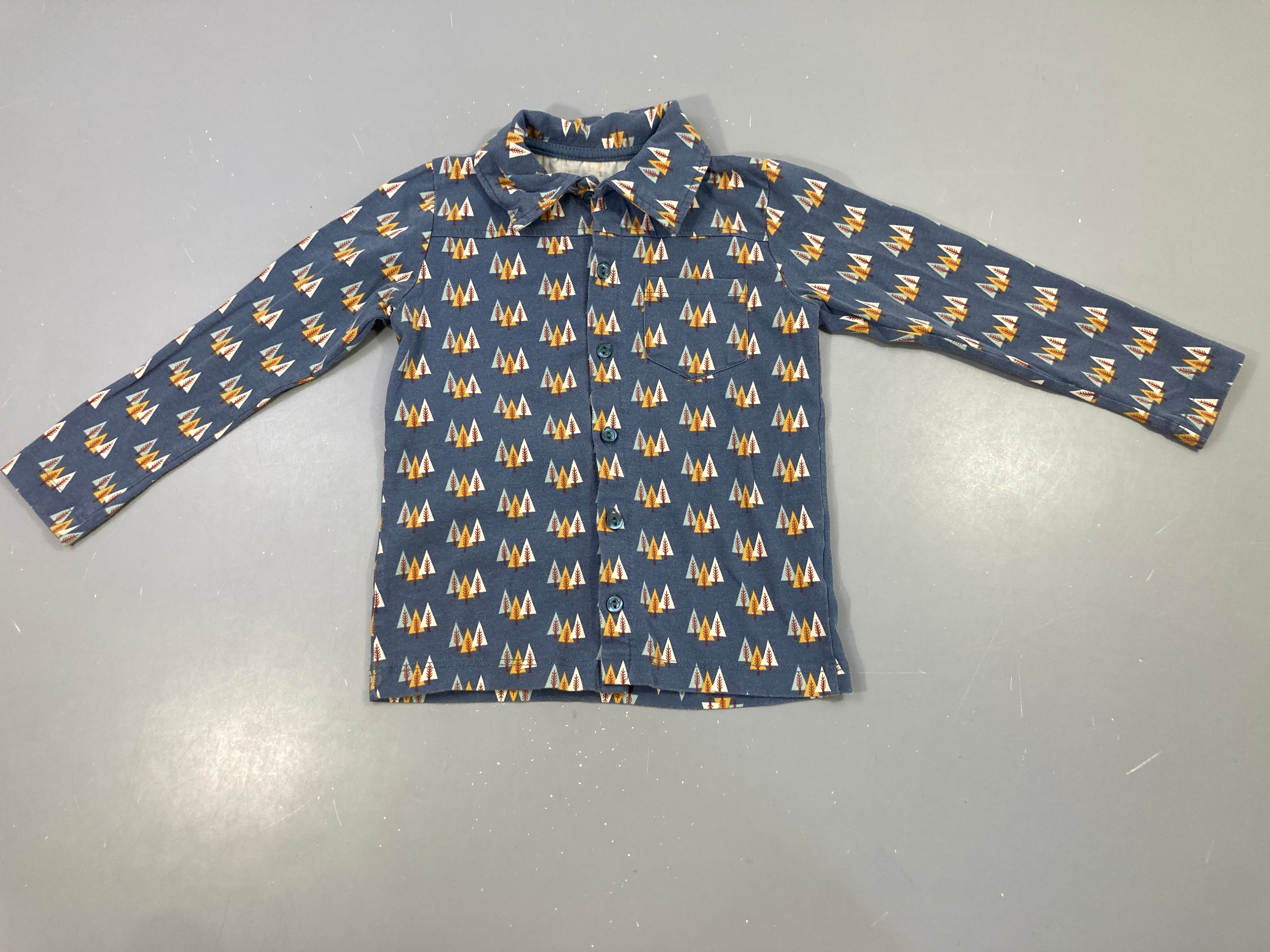 Polo colton bio ml bleu sapins légèrement délavé Lily balou