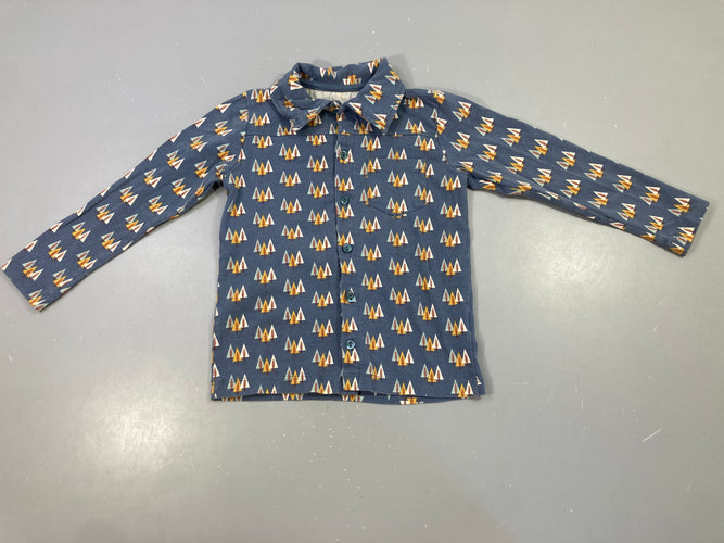 Polo colton bio ml bleu sapins légèrement délavé Lily balou, moins cher chez Petit Kiwi