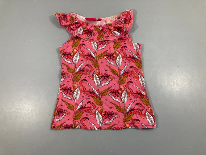 T-shirt s.m rose Flaments roses froufrou col, moins cher chez Petit Kiwi