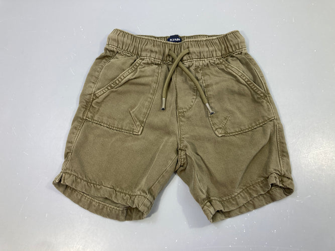 Bermuda kaki effet délavé taille élastique, moins cher chez Petit Kiwi