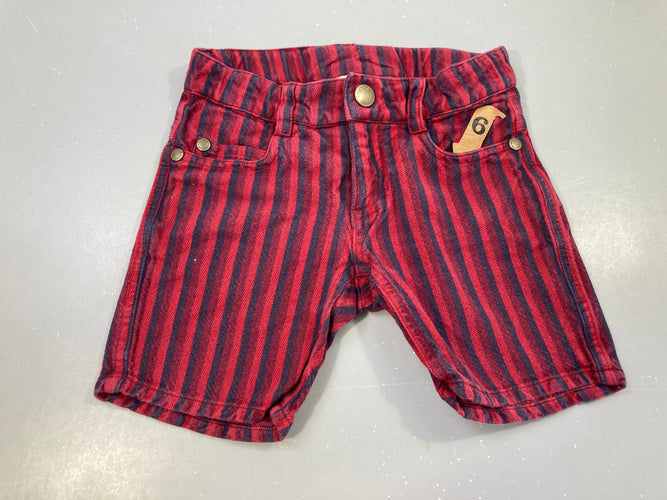 Bermuda ligné rouge-bleu, moins cher chez Petit Kiwi