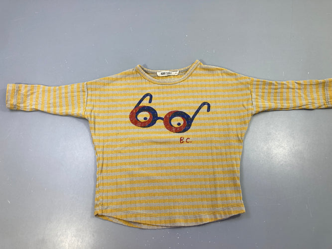 T-shirt m.l gris rayé moutarde Lunette-un peu décoré Bobo choses Mini tache, moins cher chez Petit Kiwi
