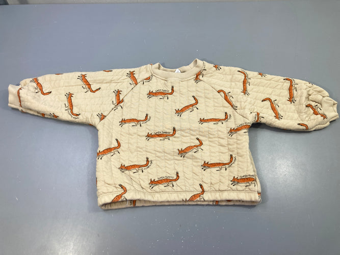 Sweat beige matelassé renrds Bouloché et tache arière manche droite, moins cher chez Petit Kiwi