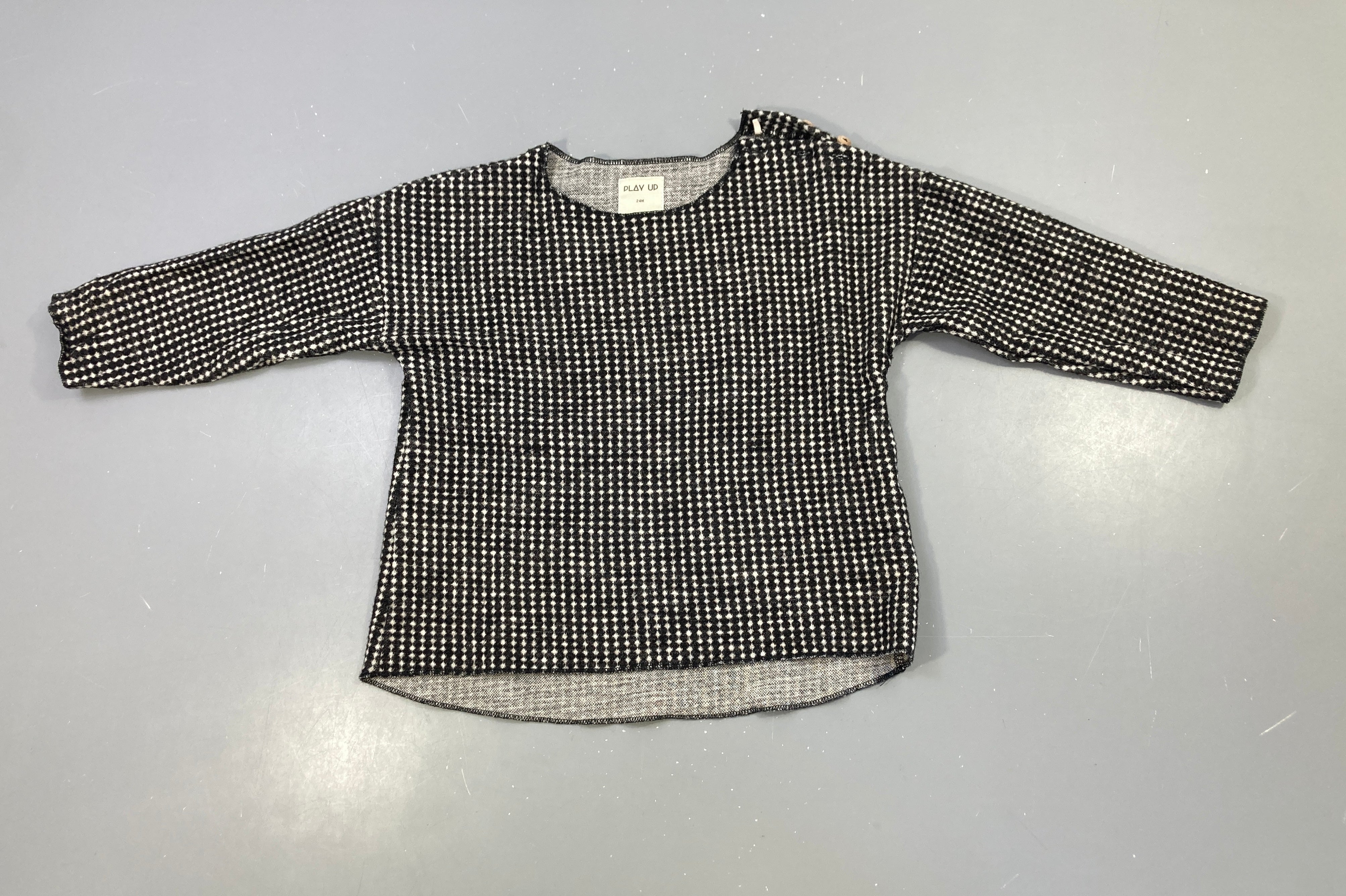 Pull anthracite mtifs losanges blanc cassé Play Up