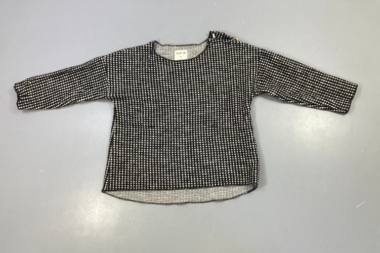 Pull anthracite mtifs losanges blanc cassé Play Up, moins cher chez Petit Kiwi