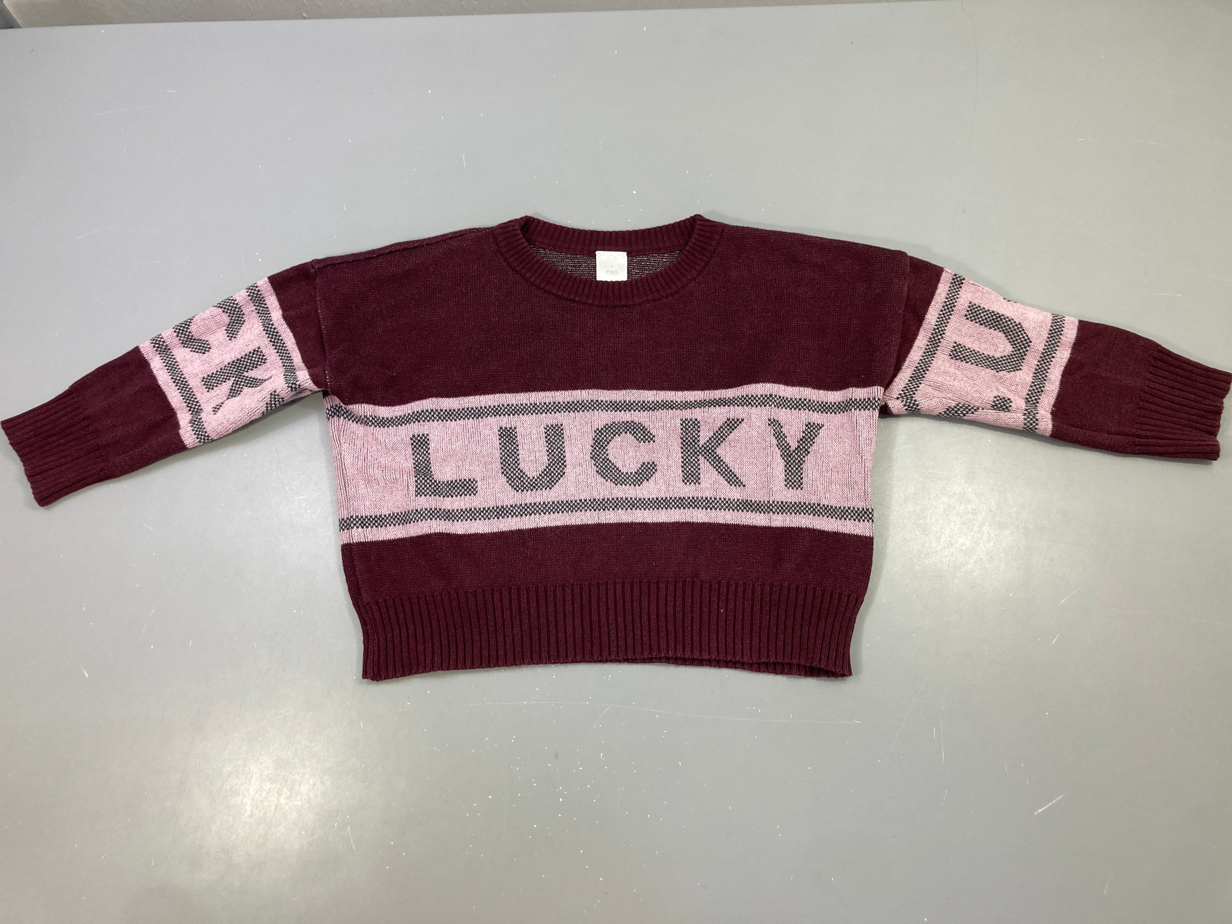 Pull aversize aubergine rayé lilas Lucky