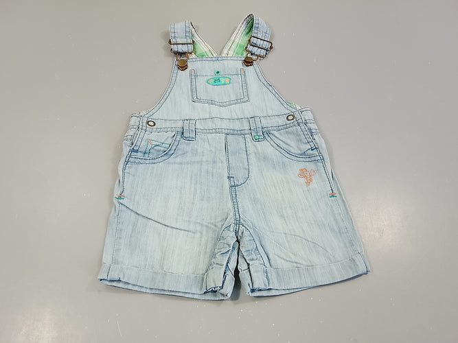 Salopette short  denim clair, moins cher chez Petit Kiwi