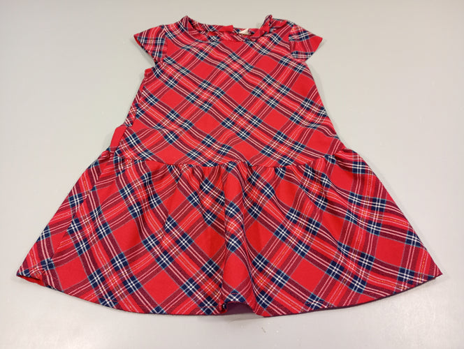 Robe m.c rouge à carreaux, très légèrement bouloché, moins cher chez Petit Kiwi