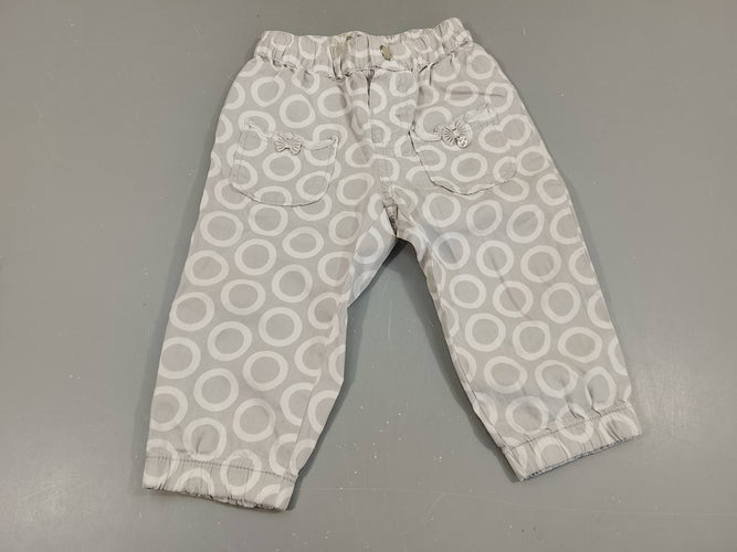 Pantalon gris , cercles blancs , taille et chevilles élastiques, moins cher chez Petit Kiwi