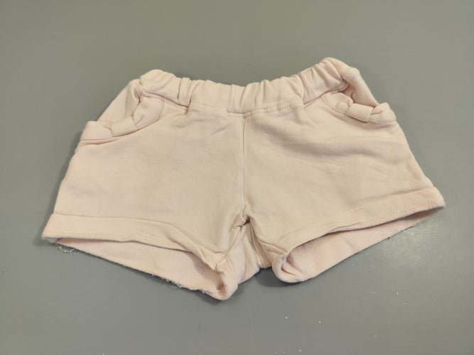 Short molleton à revers rose clair, moins cher chez Petit Kiwi